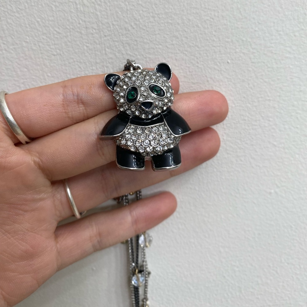 Betsy Johnson Panda Rhinestone Necklace